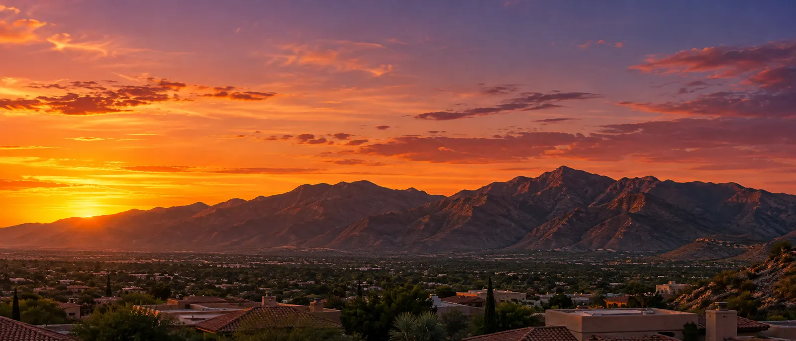 Franklin Mountains at sunset over El Paso